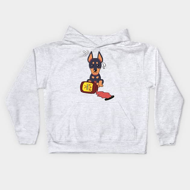 Funny Alsatian Spills a jar of BBQ Sauce Kids Hoodie by Pet Station